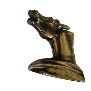 Art Deco Neighing Polished Brass Horse Head Sculpture Bookend Made in Canada